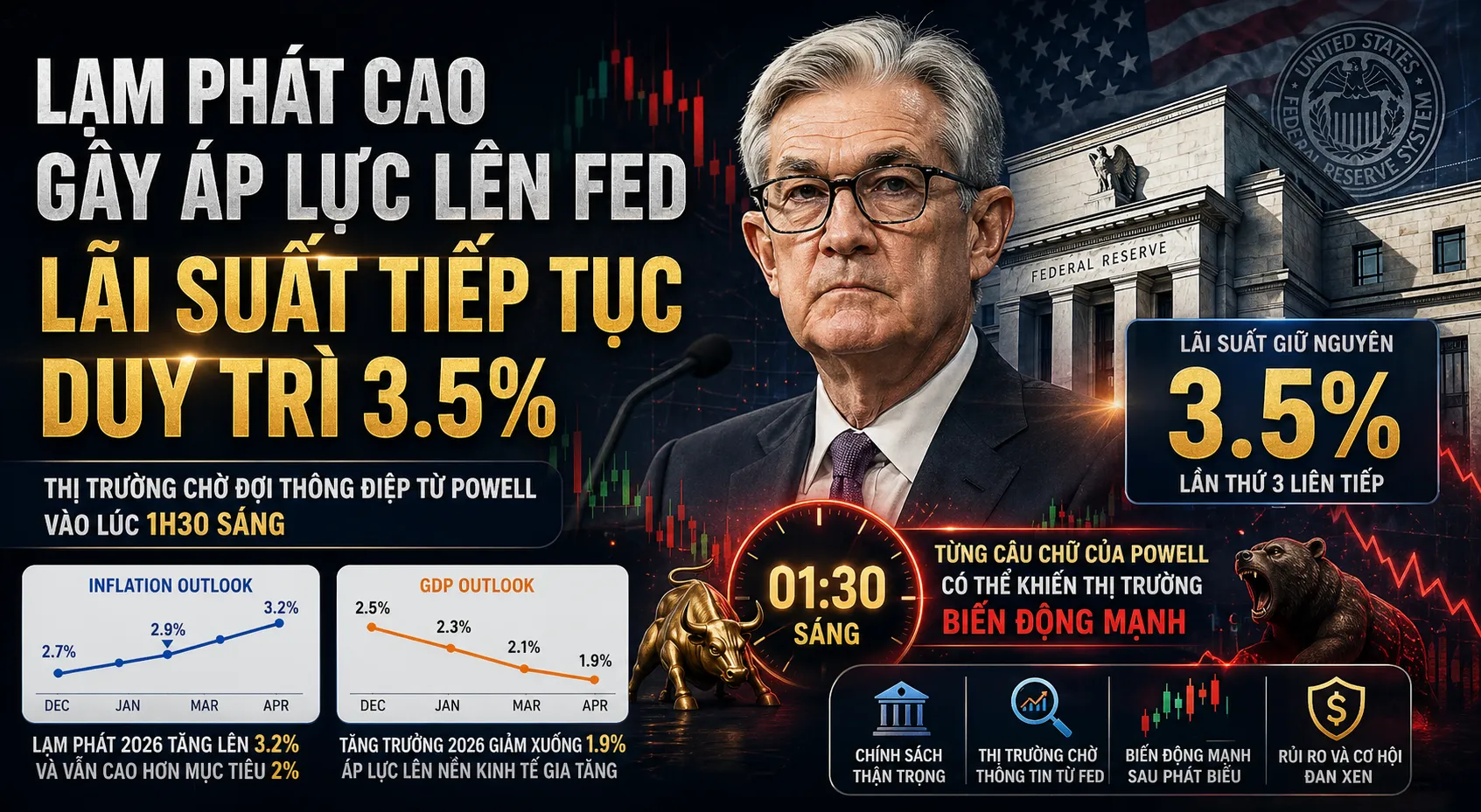 LẠM PHÁT TIẾP TỤC GÂY ÁP LỰC LÊN KỲ VỌNG CẮT GIẢM LÃI SUẤT CỦA FED